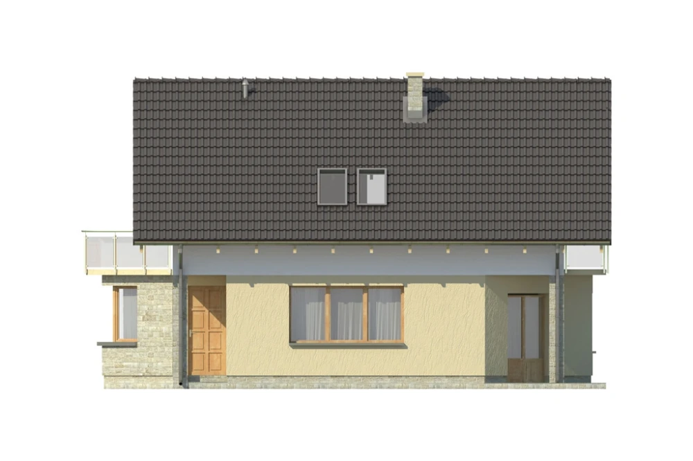 Projekt domu Niegocin DM-6125, parterowy z poddaszem użytkowym, niepodpiwniczony, bez garażu - elewacja prawa