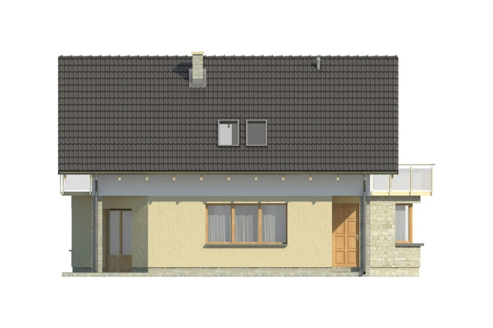 Projekt domu Łańcut L-6125, parterowy z poddaszem użytkowym, niepodpiwniczony, bez garażu - elewacja lewa