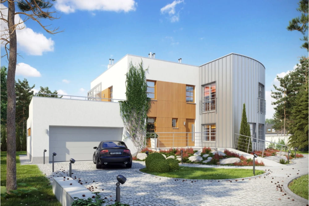 Projekt domu Croda Da Lago Due tech. L-6415 tech., piętrowy z garażem dwustanowiskowym, bez podpiwniczenia - kolorystyka wersja 3
