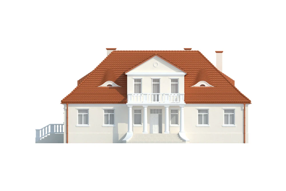 Projekt domu Lubawa 2 L-6513, parterowy z poddaszem użytkowym, jednorodzinny, dworkowy, z garażem jednostanowiskowym, bez podpiwniczenia - elewacja frontowa