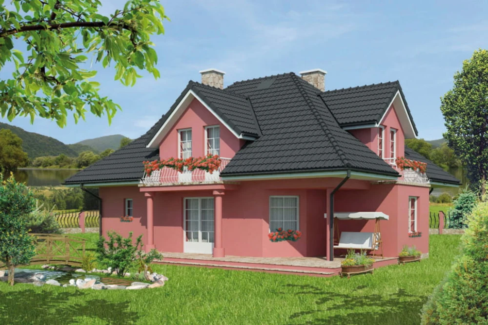 Projekt domu Cibiana Due tech. L-6458 tech., parterowy z poddaszem użytkowym, bez podpiwniczenia, z garażem - kolorystyka wersja 4