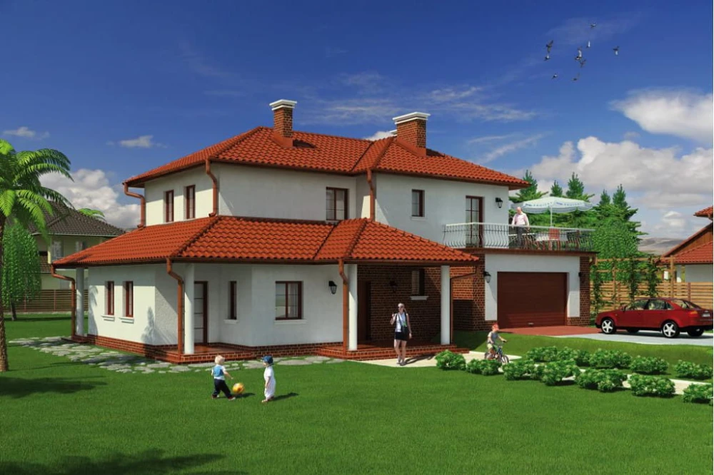 Projekt domu Antelao tech. DM-6470 tech., piętrowy, niepodpiwniczony z garażem - kolorystyka wersja 2