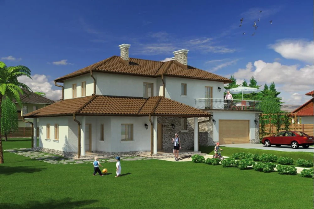Projekt domu Antelao tech. DM-6470 tech., piętrowy, niepodpiwniczony z garażem - kolorystyka wersja 3