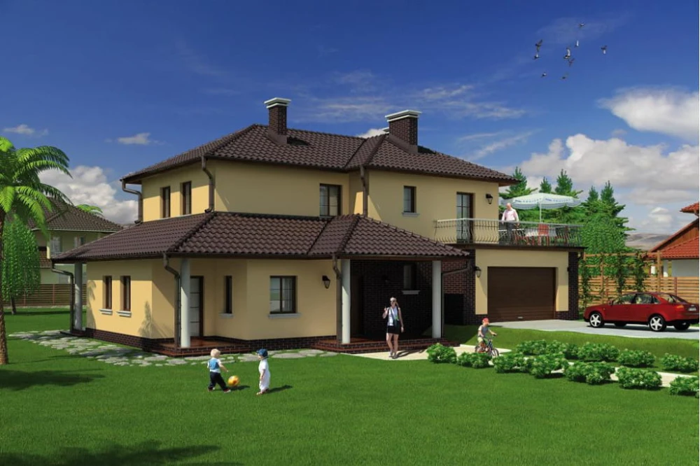 Projekt domu Antelao tech. DM-6470 tech., piętrowy, niepodpiwniczony z garażem - kolorystyka wersja 4