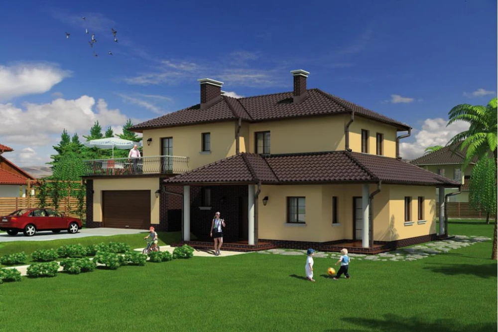 Projekt domu Antelao Due tech. L-6470 tech., piętrowy, niepodpiwniczony z garażem - kolorystyka wersja 4