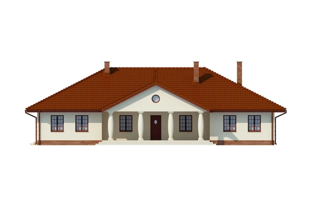 Projekt domu Ełk DM-6471, parterowy z poddaszem nieużytkowym, bez podpiwniczenia, z garażem - elewacja frontowa