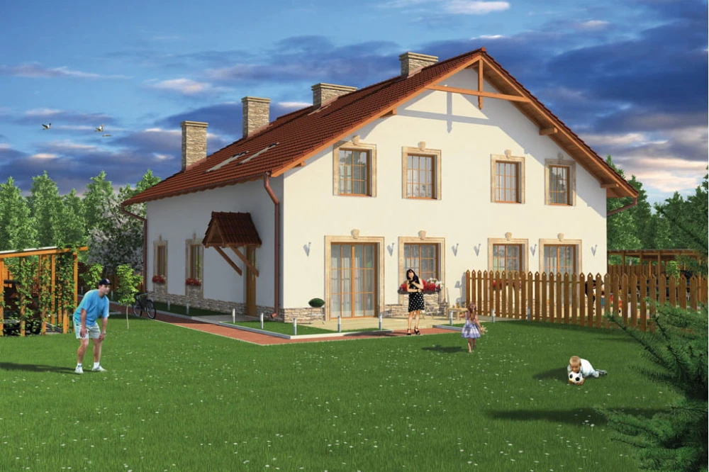 Projekt domu Stryków 2 tech. L-6481 tech., parterowy z poddaszem mieszkalnym, bez podpiwniczenia - kolorystyka wersja 3