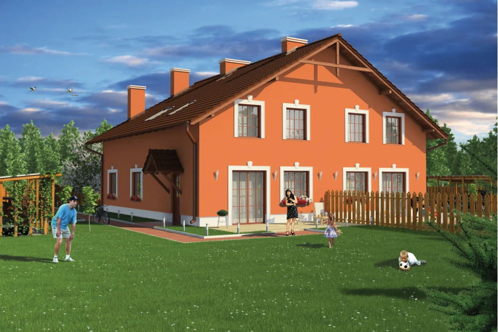Projekt domu Stryków 2 tech. L-6481 tech., parterowy z poddaszem mieszkalnym, bez podpiwniczenia - kolorystyka wersja 4