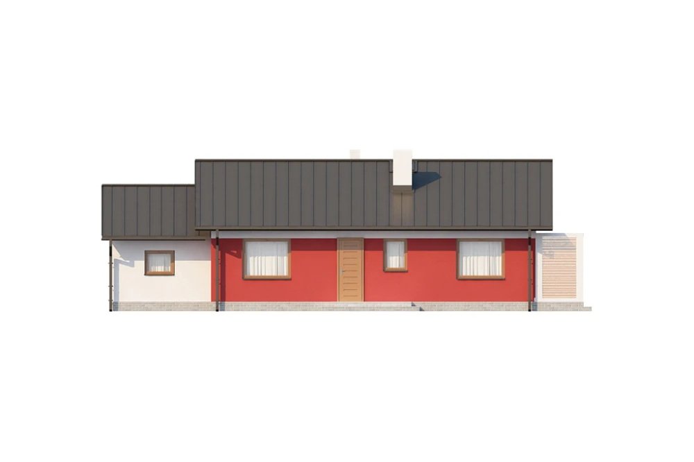 Projekt domu Wołowiec N DM-6498 N, parterowy z garażem, bez podpiwniczenia - elewacja ogrodowa