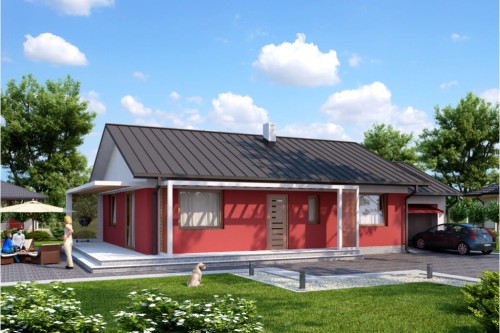 Projekt domu Wołowiec N tech. DM-6498 N tech., parterowy z garażem, bez podpiwniczenia - kolorystyka wersja 1