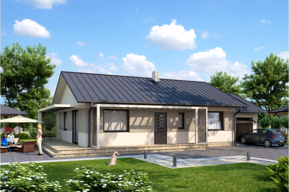 Projekt domu Wołowiec N tech. DM-6498 N tech., parterowy z garażem, bez podpiwniczenia - kolorystyka wersja 3