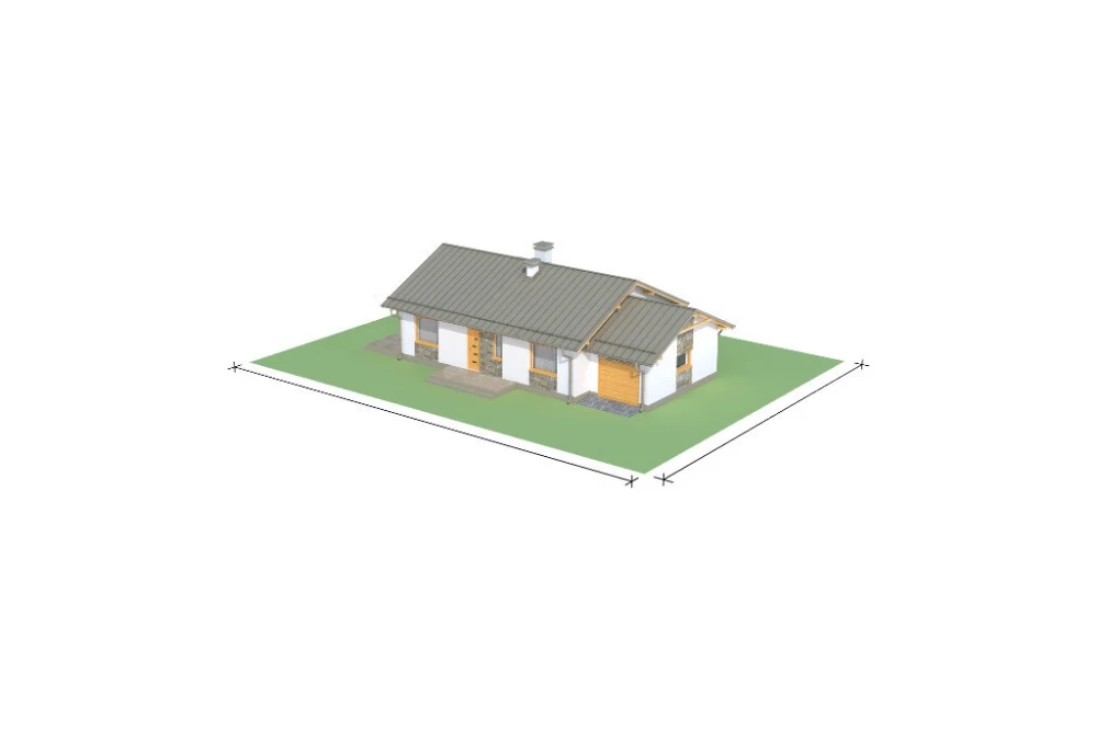 Projekt domu Wołowiec S DM-6498 S, parterowy z garażem jednostanowiskowym, bez podpiwniczenia - model