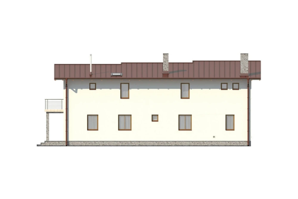 Projekt domu Izdebnik 2 L-6488, piętrowy z garażem jednostnowiskowym, niepodpiwniczony - elewacja ogrodowa