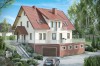 Projekt domu Cyniów DM-6547, parterowy z poddaszem mieszkalnym, częściowo podpiwniczony, z garażem - kolorystyka wersja 2