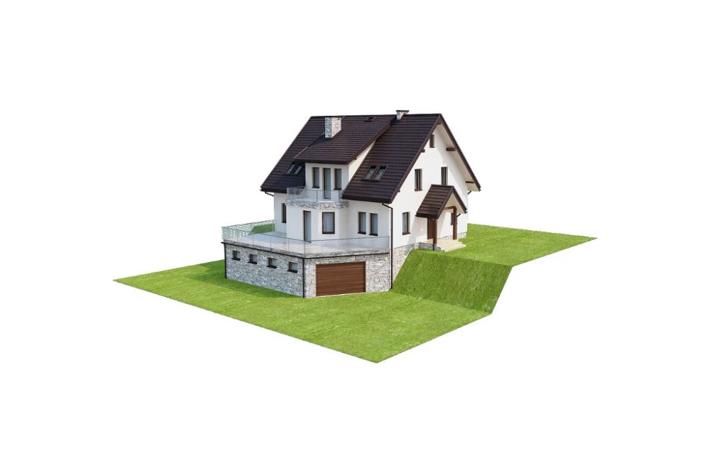 Projekt domu Cyniów 2 L-6547, parterowy z poddaszem mieszkalnym, częściowo podpiwniczony, z garażem - model
