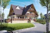 Projekt domu Zakopane tech. DM-6551 tech., piętrowy z poddaszem mieszkalnym, podpiwniczony, z garażem - kolorystyka wersja 2