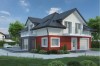 Projekt domu Lilaków 2 tech. L-6553 tech., parterowy z poddaszem użytkowym, niepodpiwniczony z garażem jednostanowiskowym - kolorystyka wersja 3