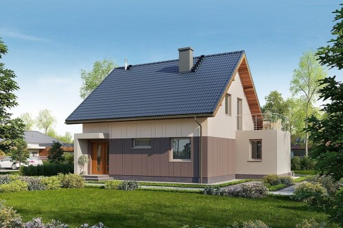 Projekt domu Urium tech. DM-6690 tech., parterowy z poddaszem użytkowym, niepodpiwniczony, bez garażu - kolorystyka wersja 2