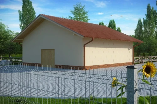 Projekt stodoły tech. ZG-80 tech., parterowy, niepodpiwniczony, bez poddasza - kolorystyka wersja 2
