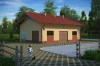 Projekt obory tech. LZG-65 tech., parterowy, niepodpiwniczony, bez poddasza - kolorystyka wersja 1