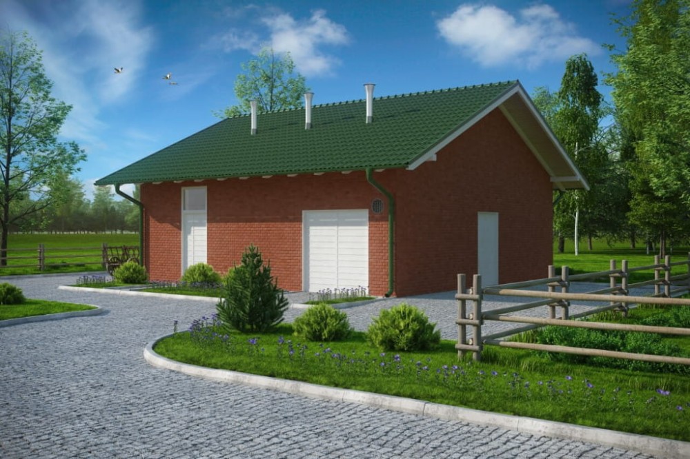 Projekt stajni tech. ZG-78 tech., parterowy, niepodpiwniczony, bez poddasza - kolorystyka wersja 3