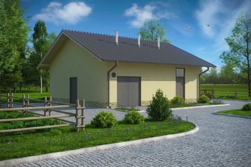 Projekt stajni tech. LZG-78 tech., parterowy, niepodpiwniczony, bez poddasza - kolorystyka wersja 2