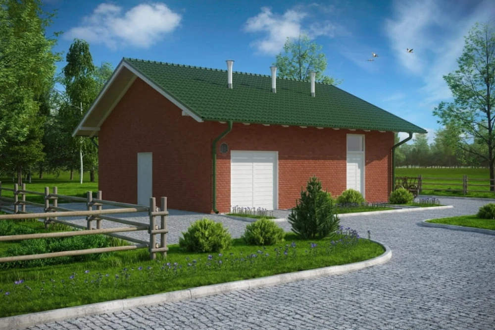 Projekt stajni tech. LZG-78 tech., parterowy, niepodpiwniczony, bez poddasza - kolorystyka wersja 3