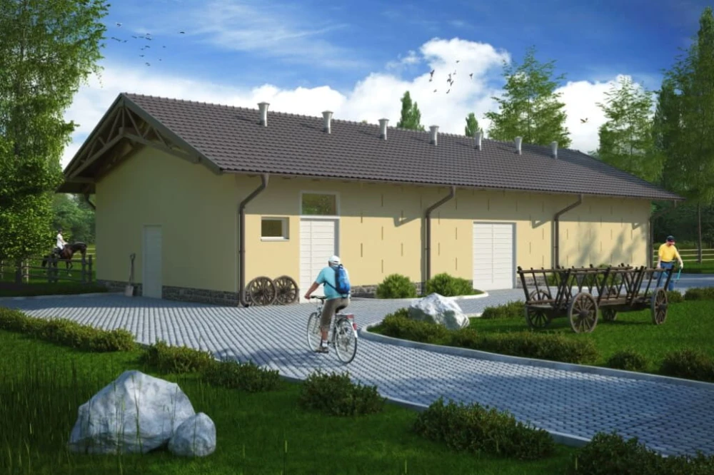 Projekt stajni tech. ZG-72 tech., parterowy, niepodpiwniczony - kolorystyka wersja 1