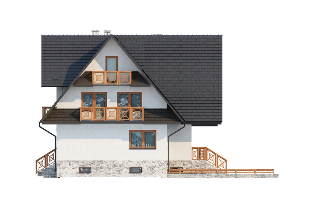 Projekt domu Zakopane 2 L-6551, piętrowy z poddaszem mieszkalnym, podpiwniczony, z garażem - elewacja lewa