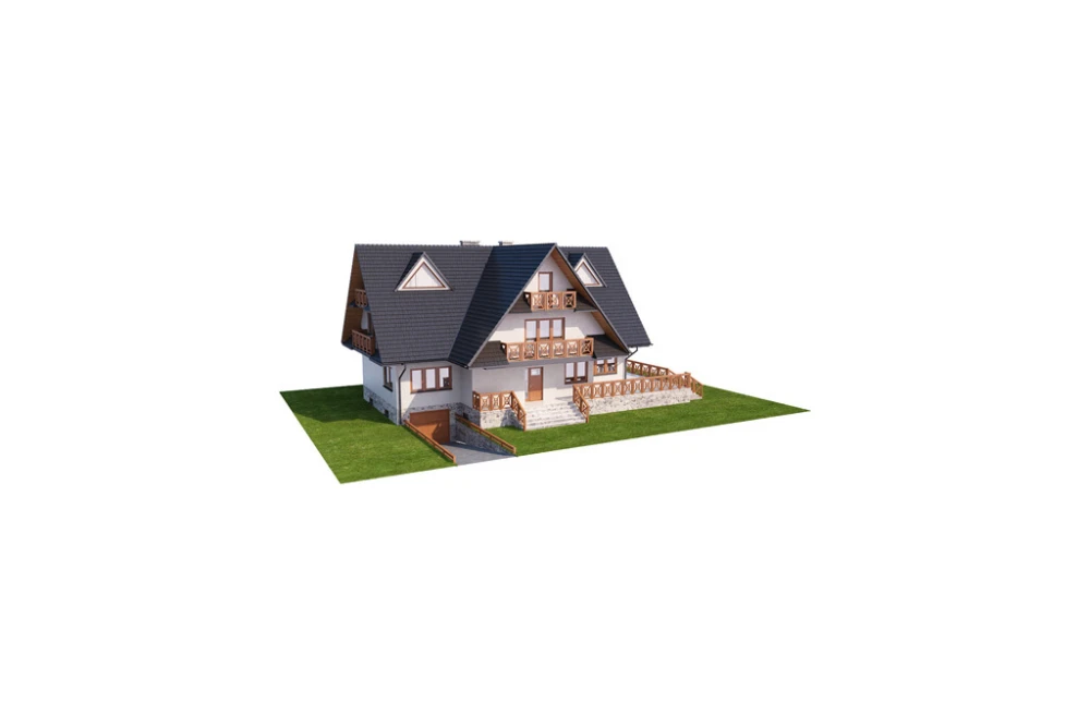 Projekt domu Zakopane 2 L-6551, piętrowy z poddaszem mieszkalnym, podpiwniczony, z garażem - model