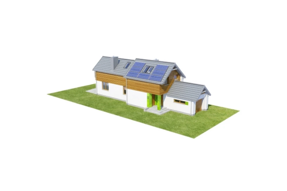 Projekt domu Dalianowo 2 L-6555, parterowy z poddaszem mieszkalnym, bez podpiwniczenia z garażem, na wąską działkę - model