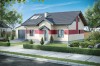 Projekt domu Barwinkowo 2 tech. L-6565 tech., parterowy, niepodpiwniczony z garażem jednostanowiskowym oraz antresolą - kolorystyka wersja 2