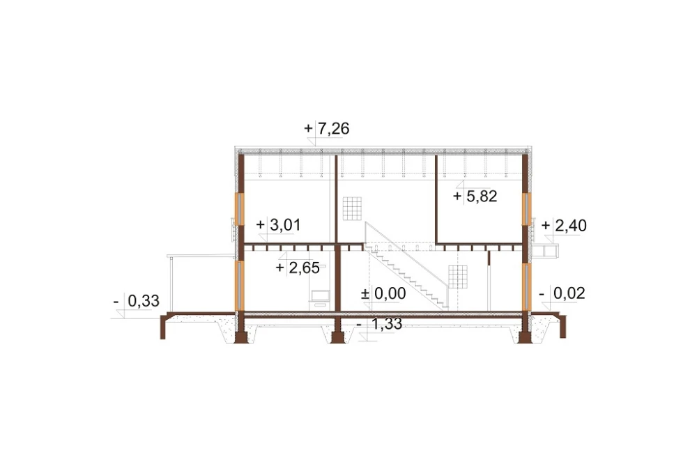 Projekt domu Flexum 2 L-6715, piętrowy, jednorodzinny, tradycyjny, bez garażu, bez podpiwniczenia - przekrój B-B