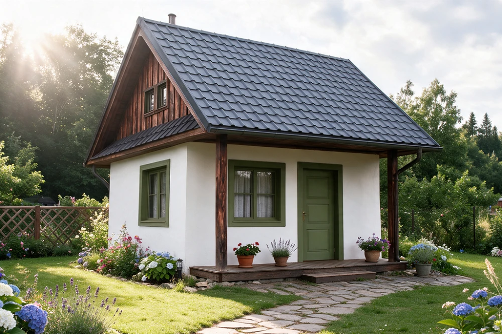 Projekt altany ZG-02, parterowy, niepodpiwniczony - wizualizacja elewacji  lewej