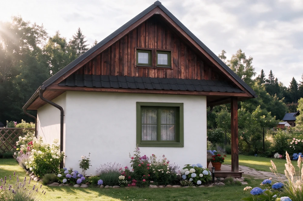 Projekt altany ZG-02, parterowy, niepodpiwniczony - wizualizacja elewacji ogrodowej