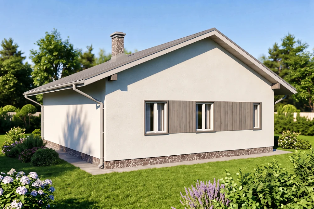 Projekt domu Skolin L-6101, parterowy, bez podpiwniczenia - wizualizacja elewacji lewej