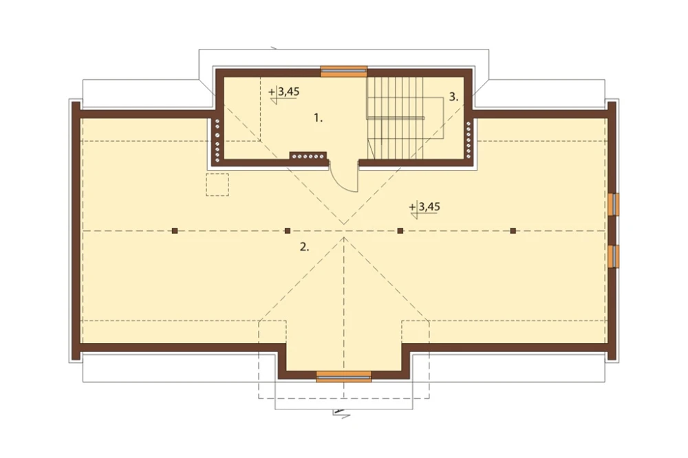Projekt sklepu K-06 B, parterowy z poddaszem nieużytkowym do adaptacji, podpiwniczony, z garażem - rzut poddasza nieużytkowego do adaptacji