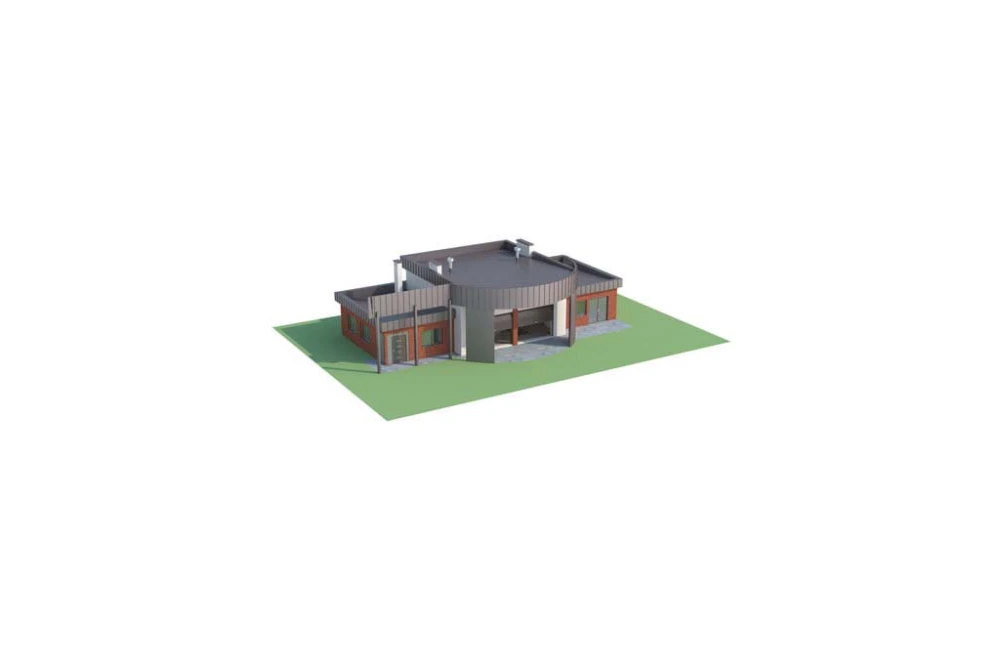 Projekt warsztatu samochodowego K-08 B, budynek parterowy, bez podpiwniczenia - model