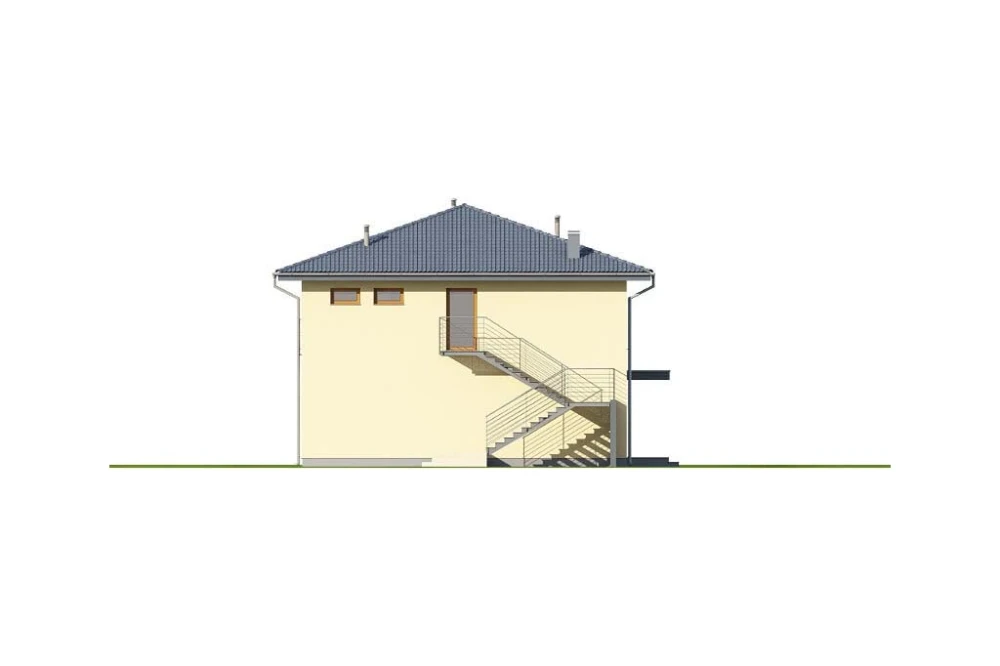 Projekt budynku usługowo-mieszkalnego K-105, budynek piętrowy, bez podpiwniczenia - elewacja lewa