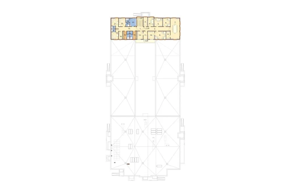 Projekt budynku zakładu opiekuńczo-leczniczego (ZOL) K-109, budynek piętrowy, bez podpiwniczenia - rzut piętra