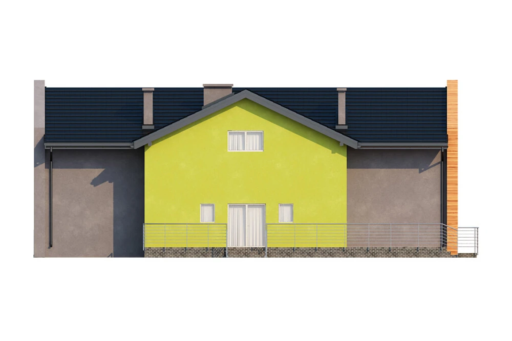 Projekt sklepu LK-06 B, parterowy z poddaszem nieużytkowym do adaptacji, podpiwniczony, z garażem - elewacja ogrodowa