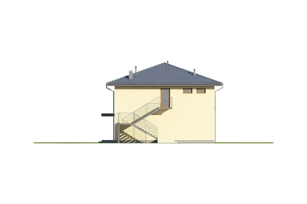 Projekt budynku usługowo-mieszkalnego LK-105, budynek piętrowy, bez podpiwniczenia - elewacja prawa
