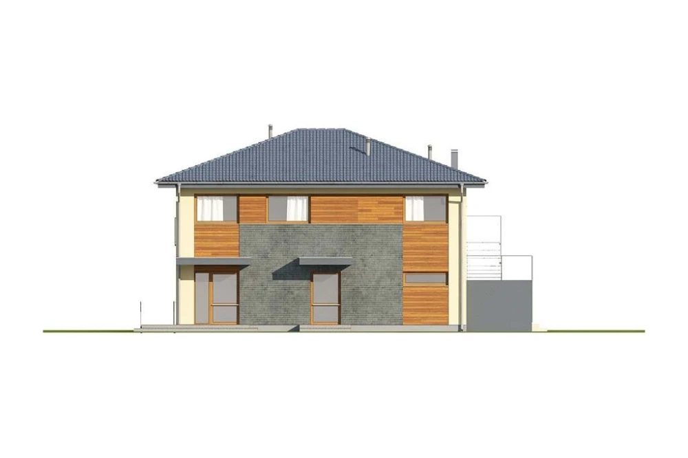 Projekt budynku usługowo-mieszkalnego LK-105, budynek piętrowy, bez podpiwniczenia - elewacja frontowa