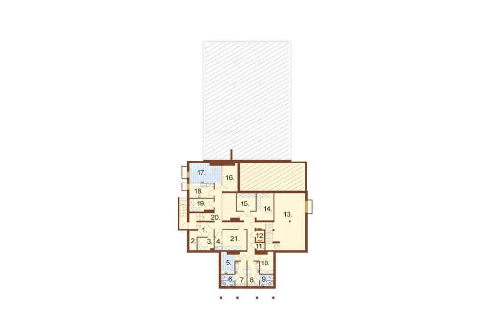 Projekt hotelu LK-12, budynek piętrowy z poddaszem użytkowym, częściowo podpiwniczony - rzut piwnicy