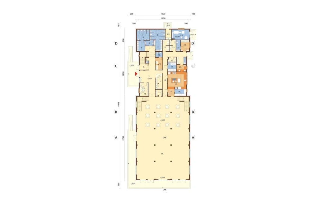 Projekt restauracji z motelem LK-145, piętrowy niepodpiwniczony, bez garażu - rzut parteru