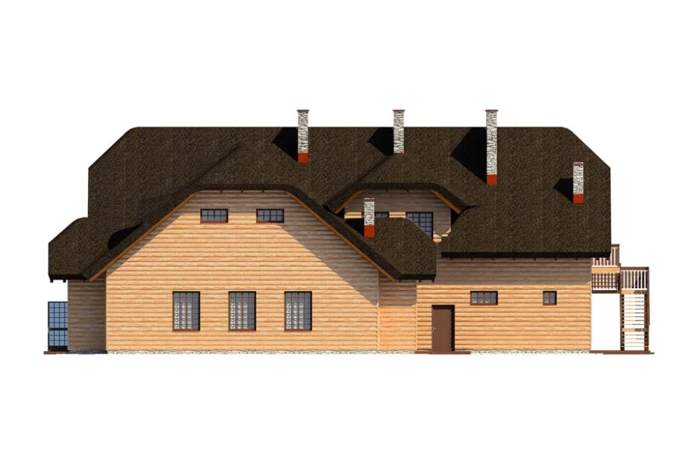 Projekt restauracji LK-19, budynek parterowy z poddaszem użytkowym, bez podpiwniczenia - elewacja prawa