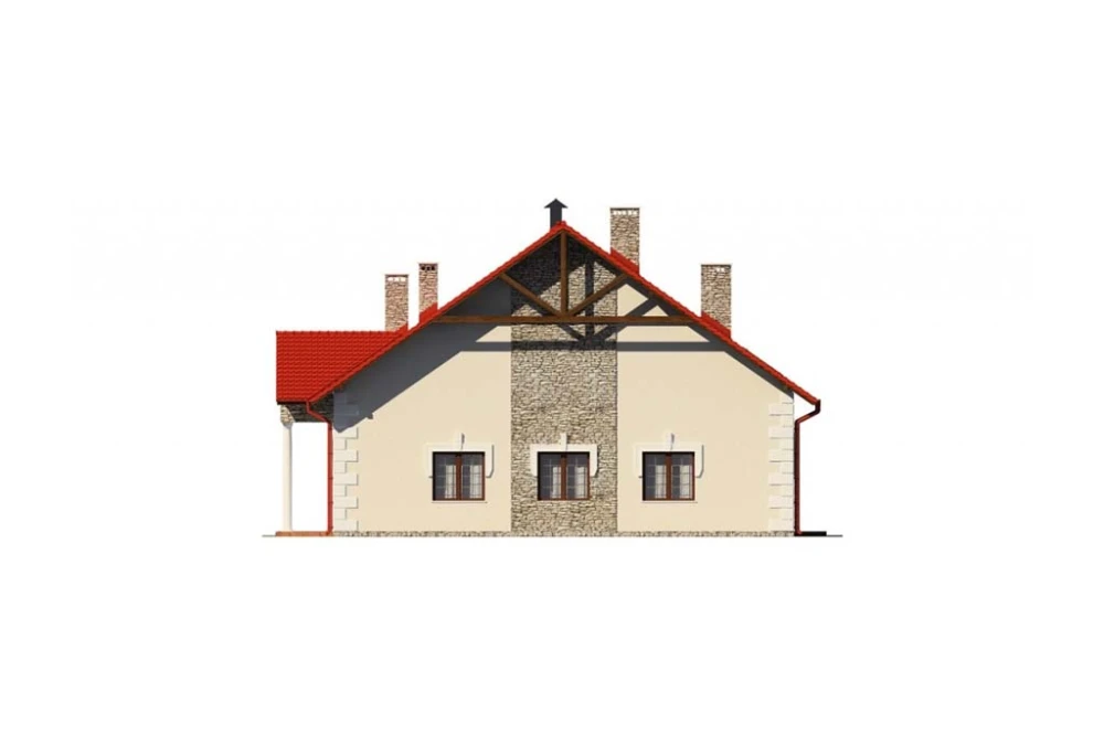 Projekt restauracji LK-24 B, parterowy z antresolą, niepodpiwniczony, bez garażu - elewacja prawa