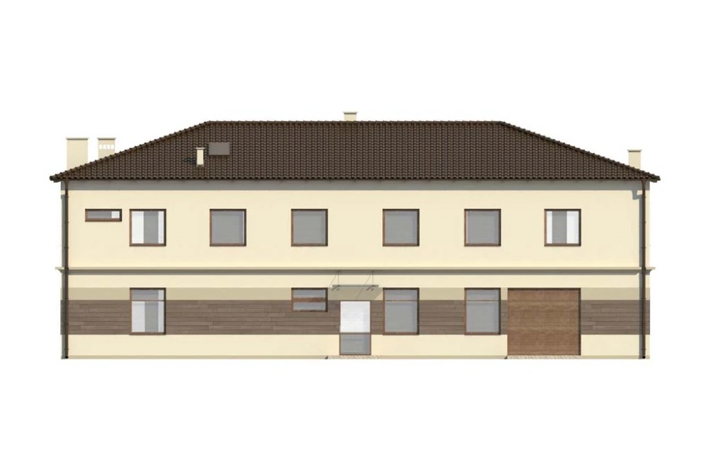 Projekt budynku produkcyjno - usługowego K-39, piętrowy, bez podpiwniczenia, bez garażu - elewacja ogrodowa