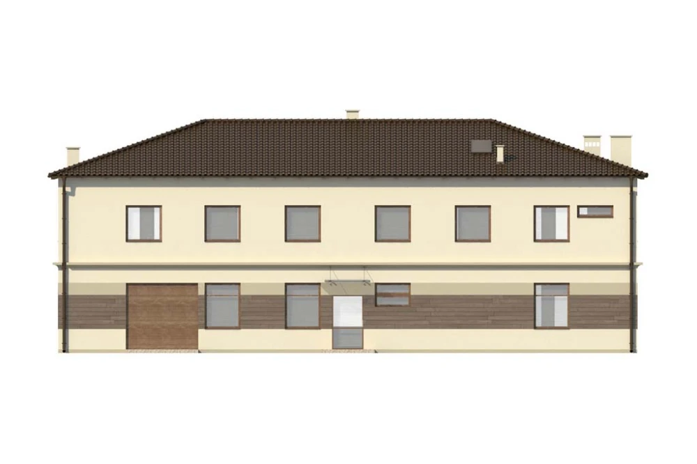Projekt budynku produkcyjno - usługowego LK-39, piętrowy, bez podpiwniczenia, bez garażu - elewacja ogrodowa