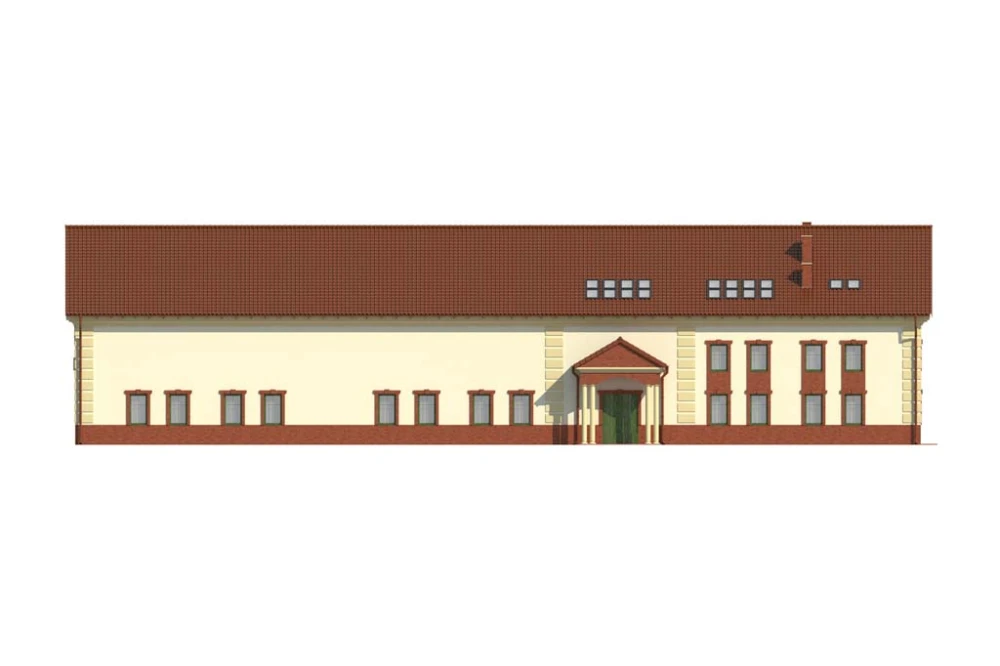 Projekt budynku produkcyjno-usługowego K-46, piętrowy z antresolą, bez podpiwniczenia, bez garażu - elewacja frontowa